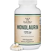 Monolaurin 1,000mg, Coconut-Derived Immune + Gut Support, 210 Capsules | Immune + Gut Supplement, From Coconut Lauric Acid (Not Palm), 500mg per Cap, No Soapy Taste, 105 Servings, Contains Coconut