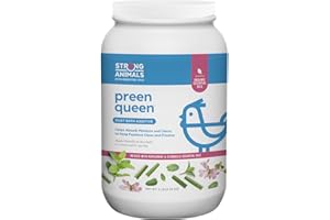 Strong Animals Preen Queen Dust Bath Additive for Chickens - Helps Remove Excess Oils & Keep Feathers Clean with Peppermint & Citronella Essential Oils (5 lb. Jar)