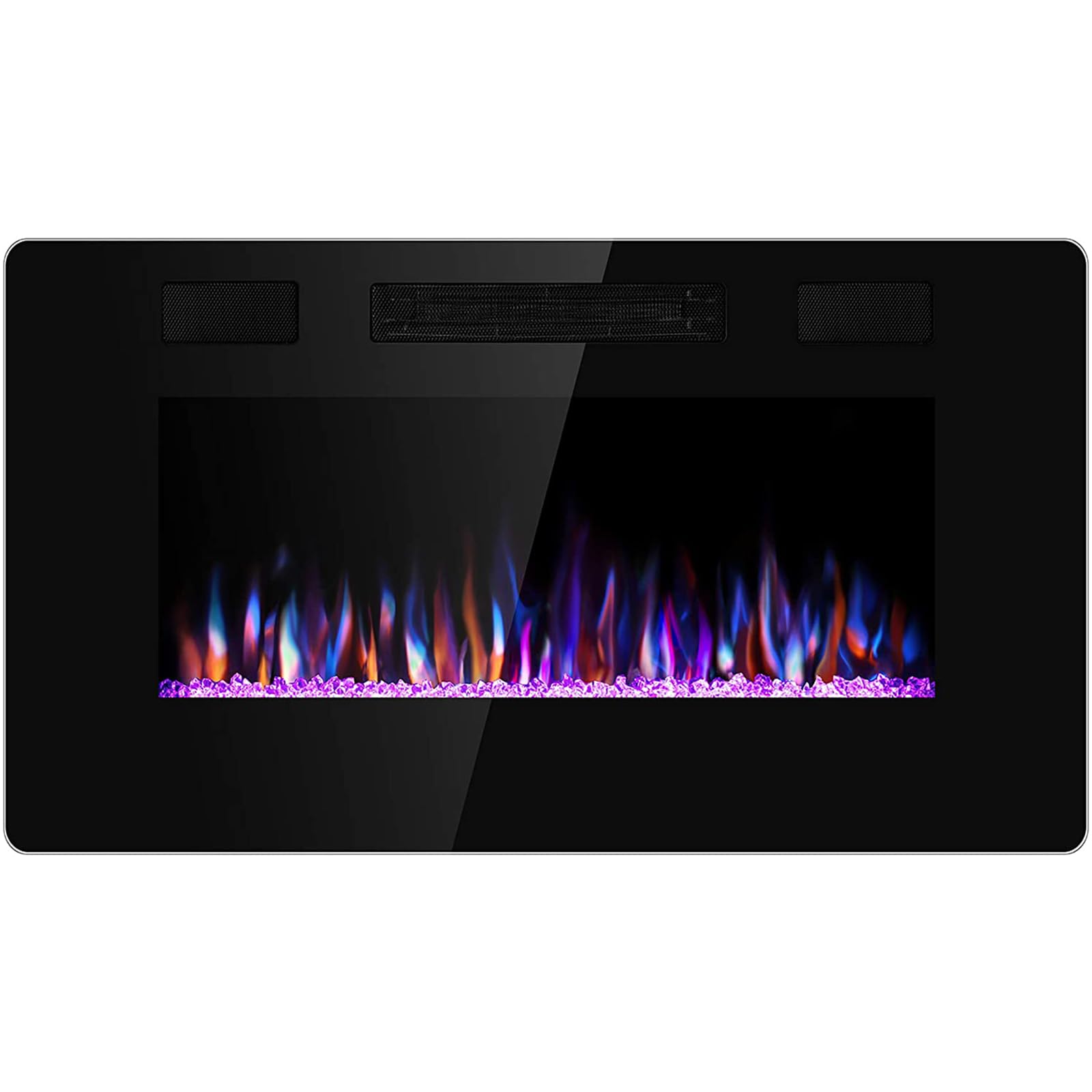 Antarctic Star 30 Inch Electric Fireplace in-Wall Recessed and Wall Mounted, Fireplace Heater and Linear Fireplace with Multicolor Flame, Timer, 750/1500W Control by Touch Panel & Remote Image