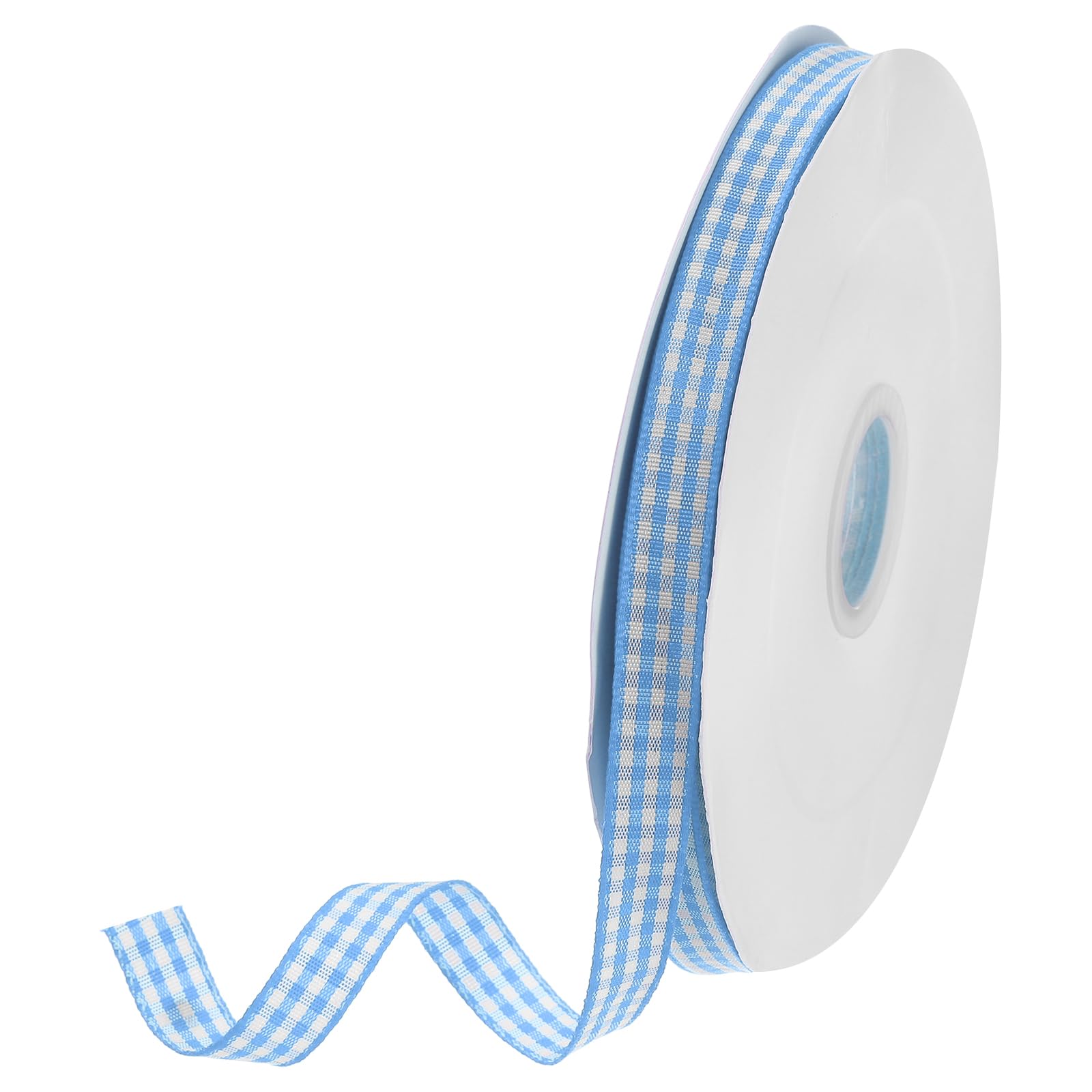DMiotech 3/8 Inch 50 Yards Gingham Ribbon, Checkered Ribbon Plaid Ribbon for Gift Wrapping Decoration Art Craft DIY, Sky Blue