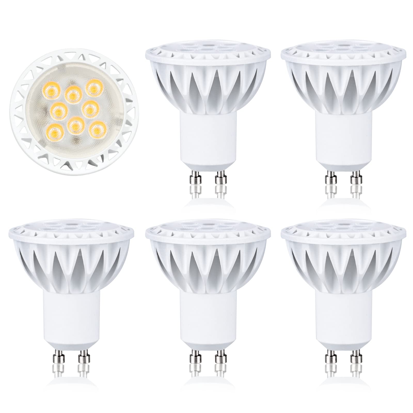 BAOMING GU10 LED Bulbs Dimmable, Neutral White 4000K, 50W Halogen Equivalent, 220-240V 450 Lumen 38° Beam Angle, Pack of 6