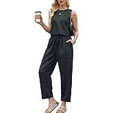 PJFPJF 2 Piece Sets For Women 2026 Summer Matching Wide Leg Crop Pants Outfits Travel Vacation Beach Lounge Sets