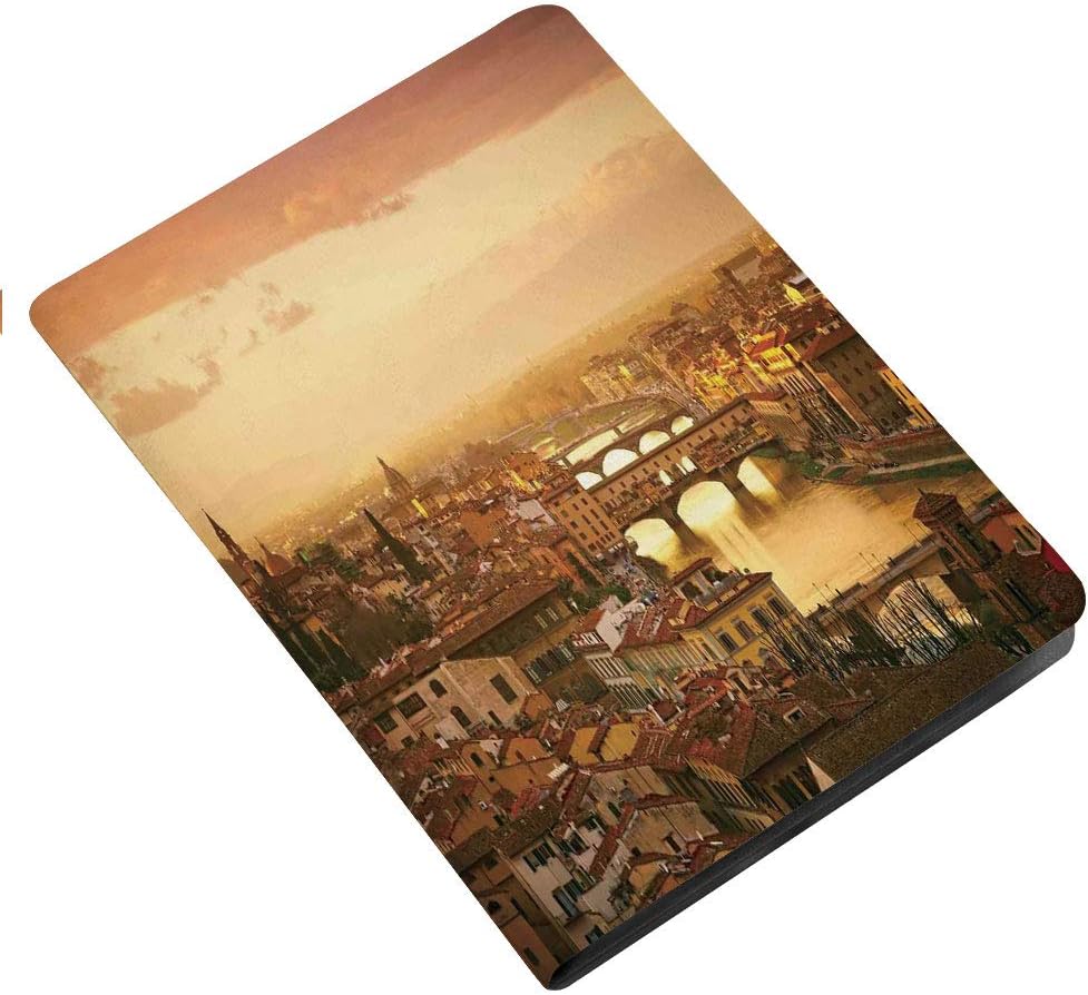 Wanderlust Decor Slim Stand Hard Back Shell Protective Smart Cover Case for iPad 7th Gen 10.2 Inch 2019 (A2197 A2198 A2200) Bridge Ponte Vecchio Italy Bird Eye Sunset View Castle Houses Historic Citys