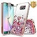 Galaxy S6 Edge Case with Screen Protector (Full Coverage 3D PET) for Girls Women Kids, NageBee Glitter Liquid Floating Waterfall Sparkle Cute Case for Samsung Galaxy S6 Edge -Electroplate Rose Gold