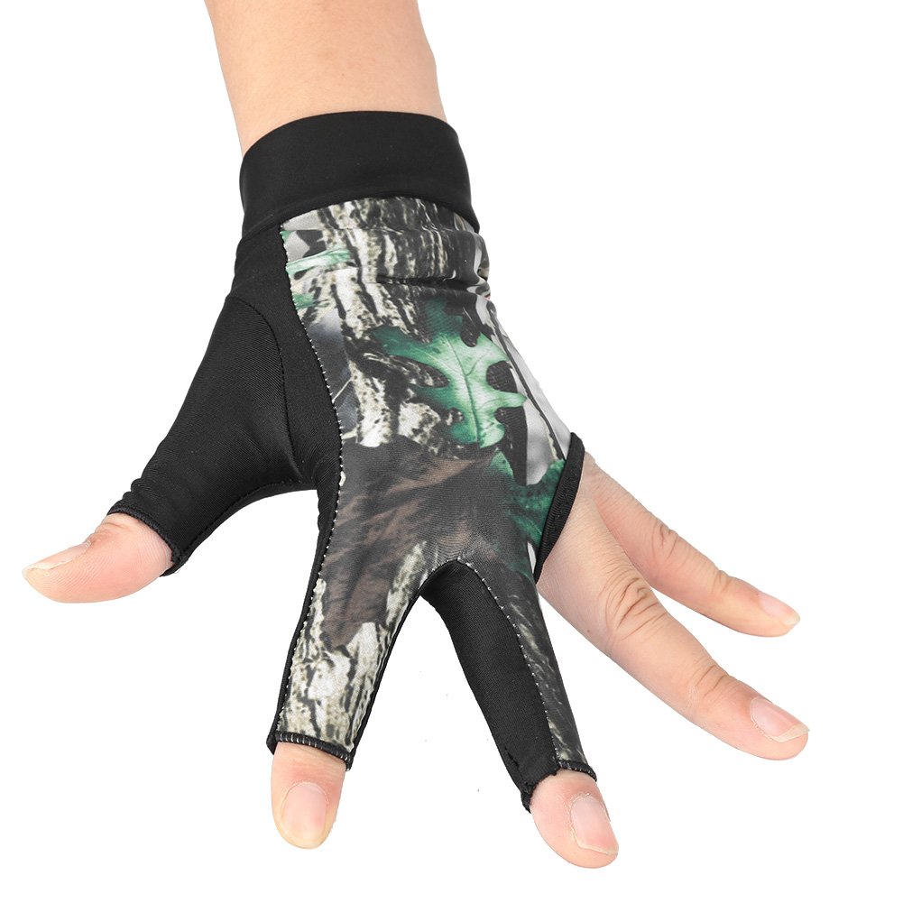 Tbest Billiards Glove, Left Hand, Green, Breathable, Adjustable, Non-Slip, Digital Print, Unisex Adult Billiards Players Glove