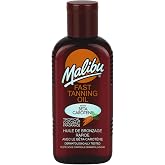 Malibu Sun Fast Tanning Oil - Tan Accelerator for Outdoor/Tanning Bed, Beta Carotene Carrot Extract &amp; Vitamin E for Moisture &amp; Hydration, Water-Resistant, Coconut, Cruelty-Free, Made in UK (6.8 Fl Oz)