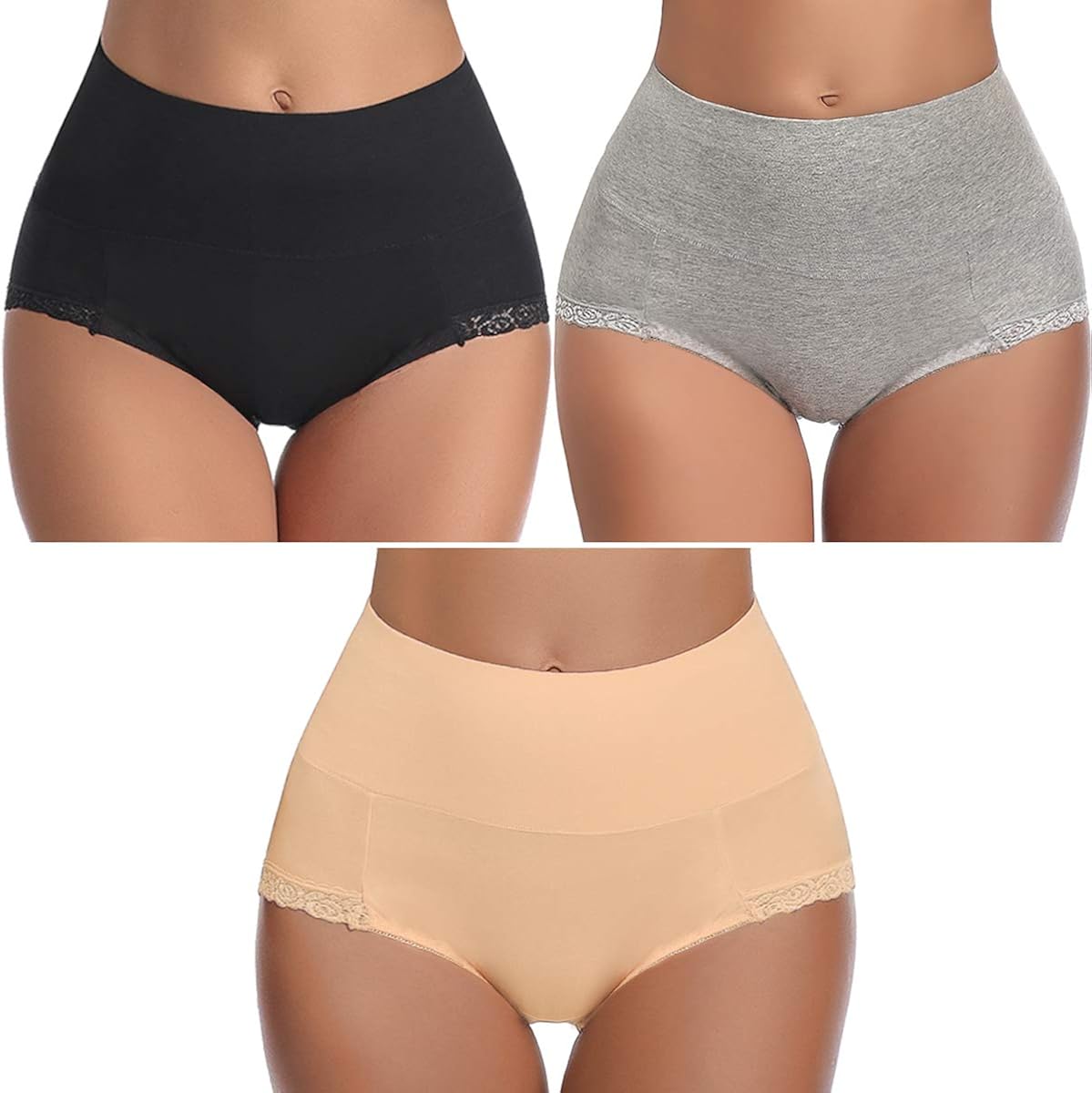 Womens Underwear,Cotton Mid Waist No Muffin Top Full Coverage Brief Ladies Panties Lingerie Undergarments for Women Multipack: Clothing