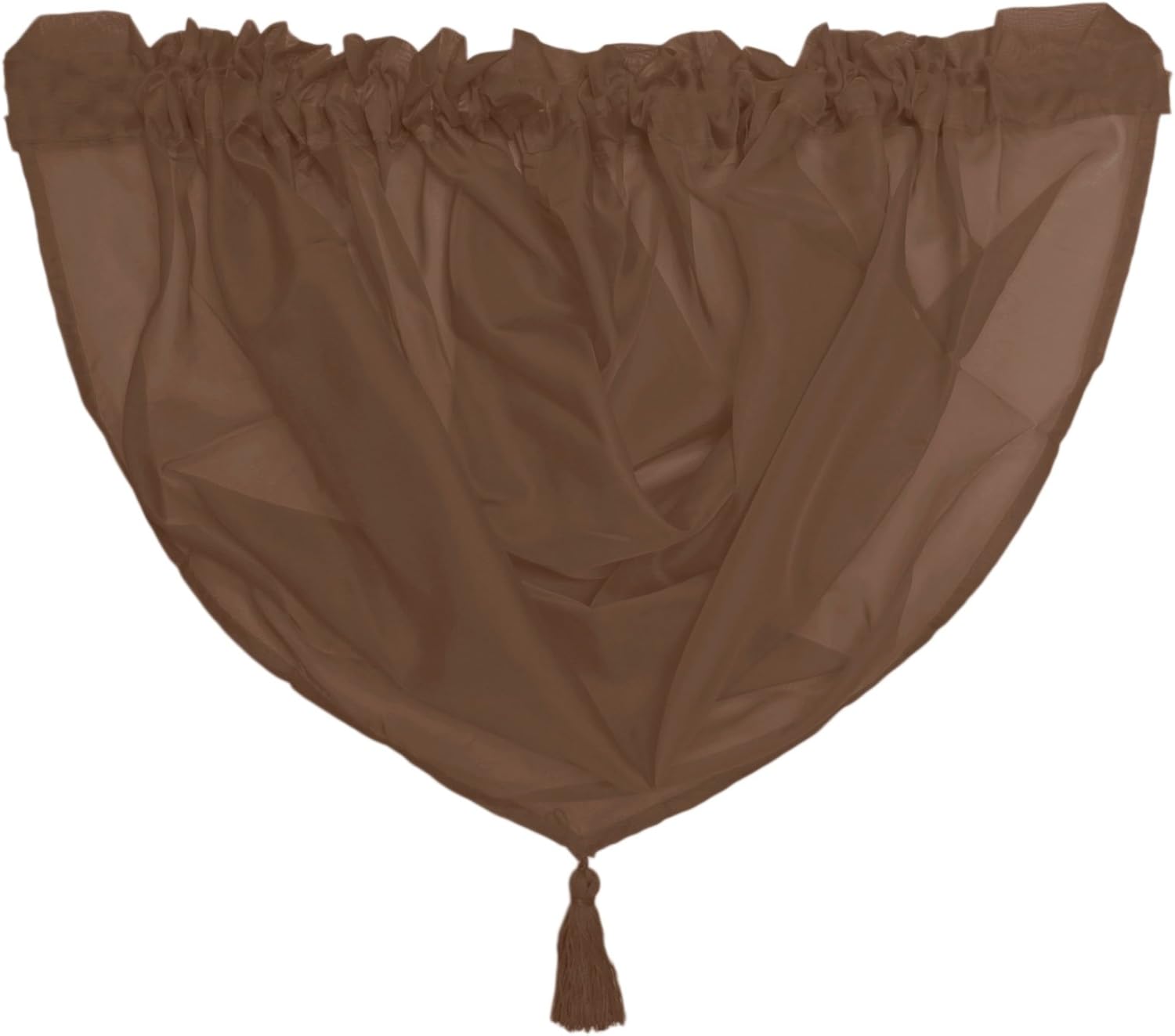 Just Contempo Tasselled Slot Top Voile Swag, Chocolate Brown, 22x18 inches, Polyester, 56 x 45 cm, Swag Chocolate