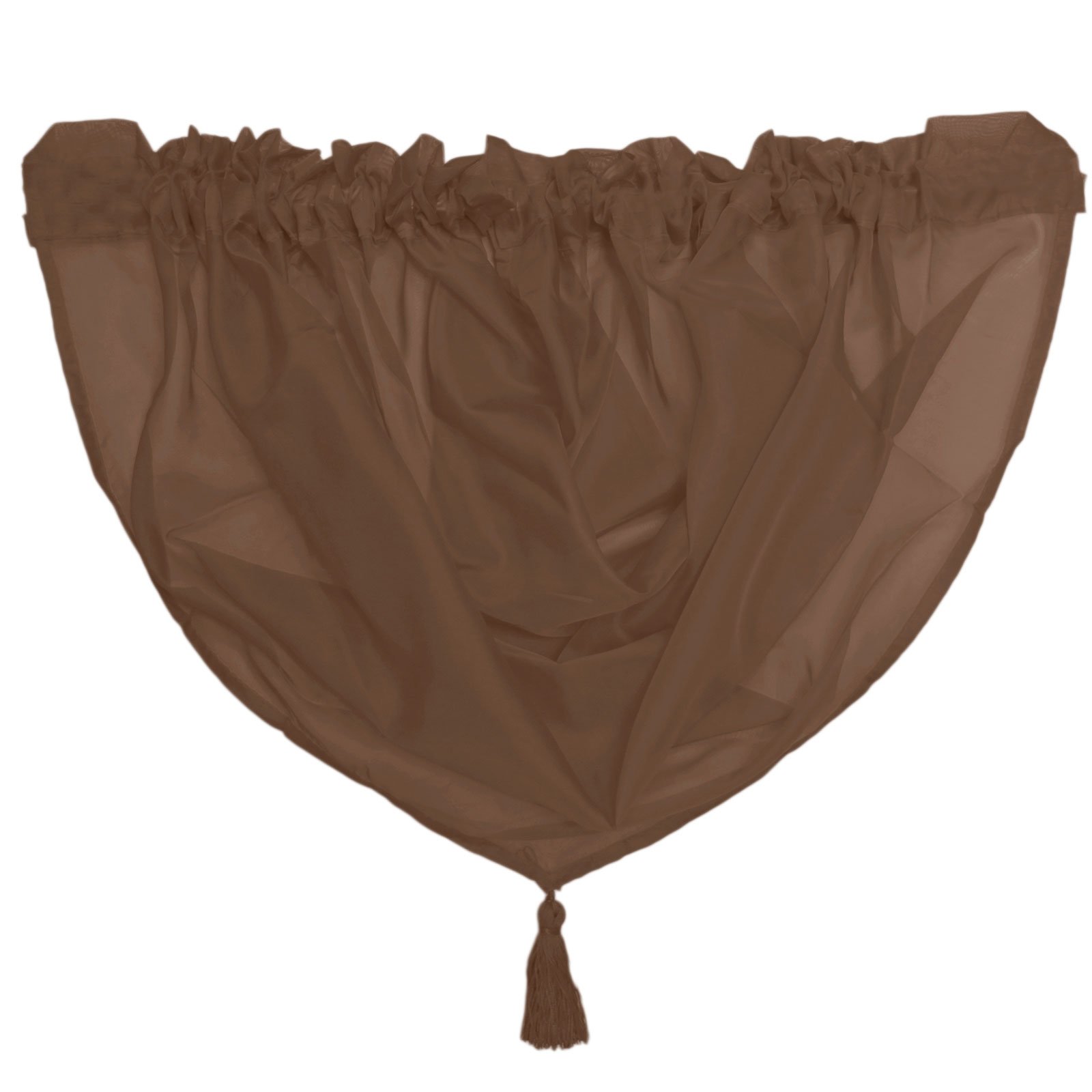 Just Contempo Tasselled Slot Top Voile Swag, Chocolate Brown, 22x18 inches, Polyester, 56 x 45 cm