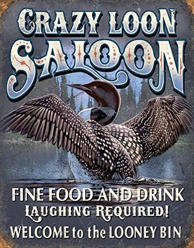 WWWWOHENMEI Indoor Fetro Wall Decoration Crazy Loon Saloon 8X12 Inches Retro Tin Sign