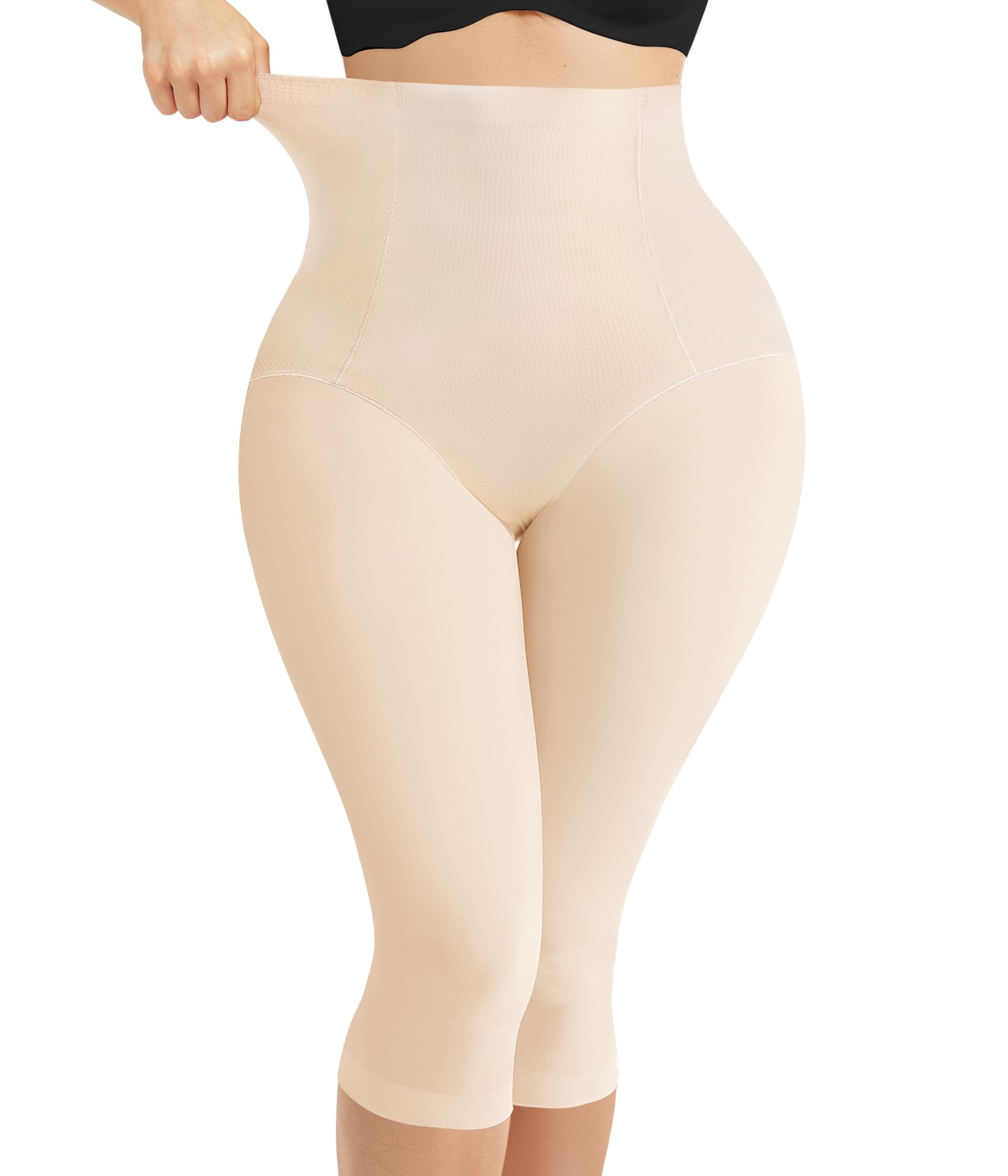 Photo 1 of Nebility Compression Leggings for Women Seamless Shapewear Butt Lifting Panties Waist Trainer Tummy Control Thigh Body Shaper(M, Beige)