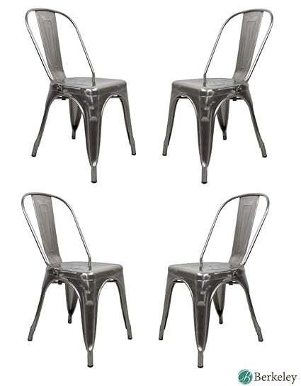 Amazon Com Madison Park Set Of 4 Tolix Style Metal Chairs Gun