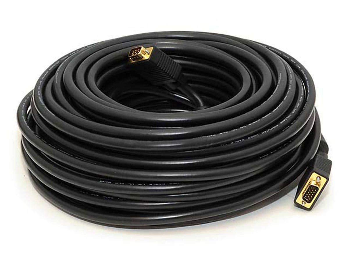 Monoprice 100ft SVGA M/M CL2 Rated Cable w/Ferrites (Gold Plated), Black, 103574