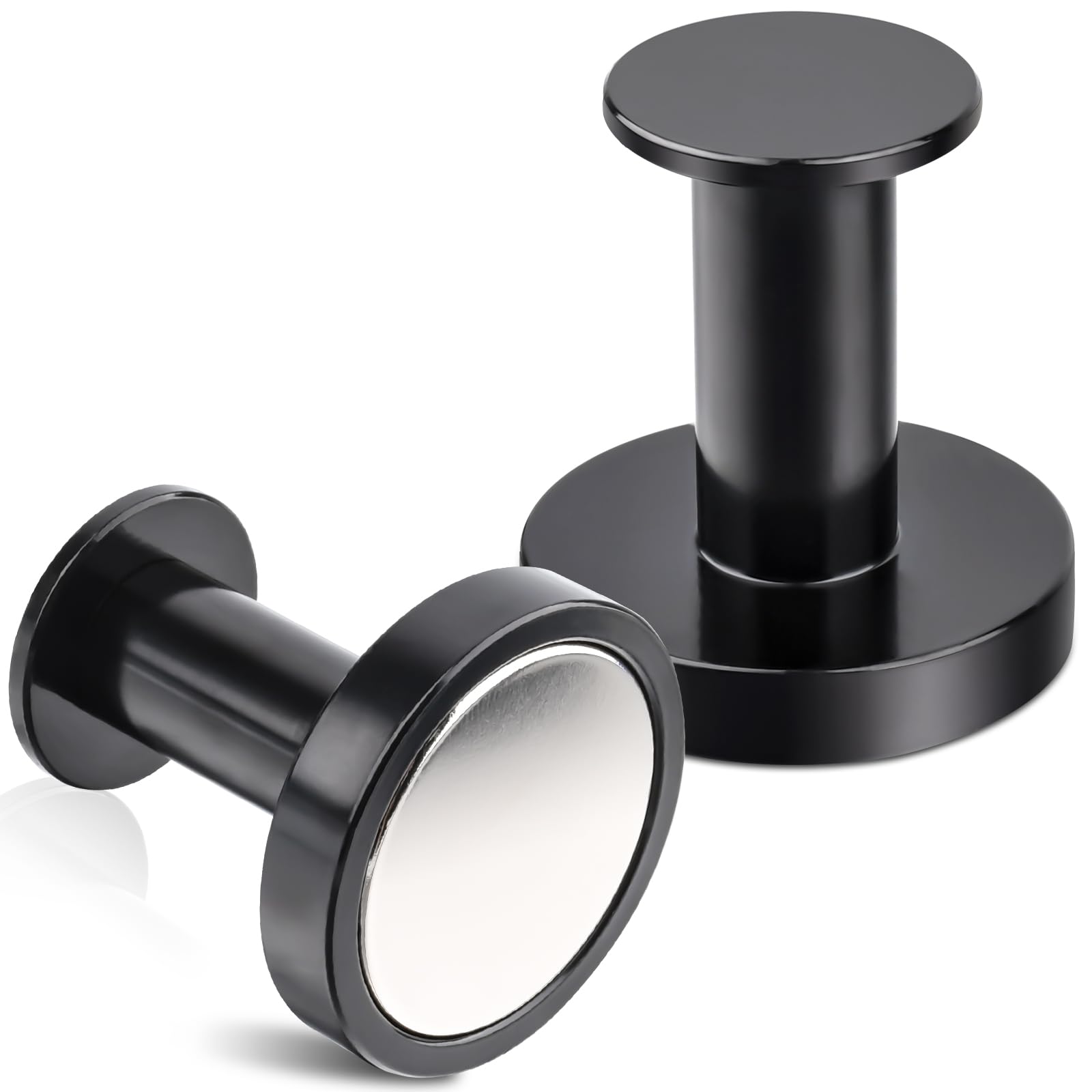 MIN CI 2PCS Magnetic Hooks, 36mm Extra Strong Magnets 70lbs(32kg), N52 Black Magnet Hooks Heavy Duty, Rare Earth Magnets Neodymium Magnetic Hook for Cruise Essentials