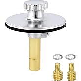 Bathtub Drain Stopper, Durable Metal Lift-and-Turn Tub Stopper, 2 Threading Adaptor 3/8 Inch and 5/16 Inch, Chrome