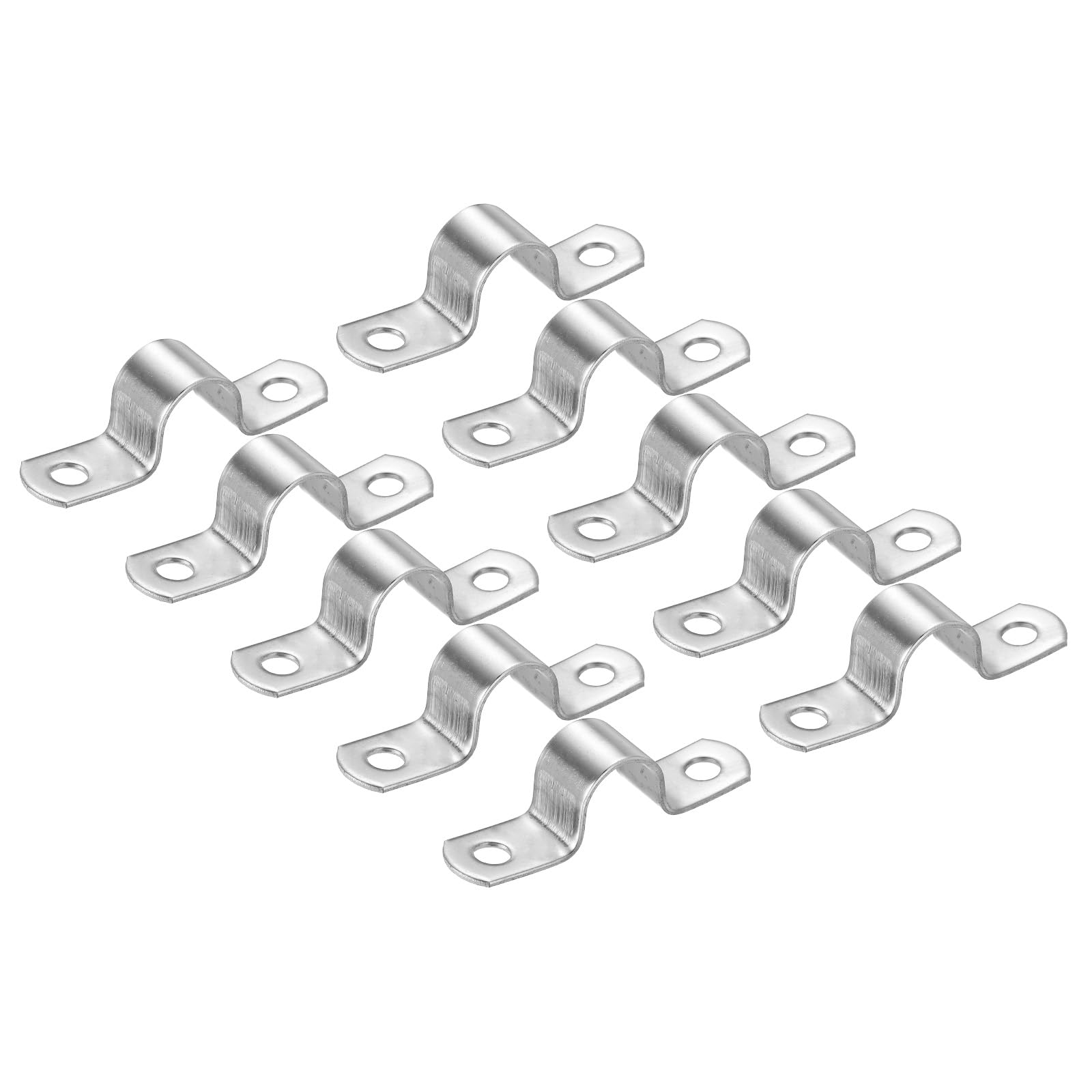 PATIKIL 14mm Rigid Pipe Strap Clamp, 10 Pcs Silver Stainless Steel U-Shape Pipe Clamp — image 1