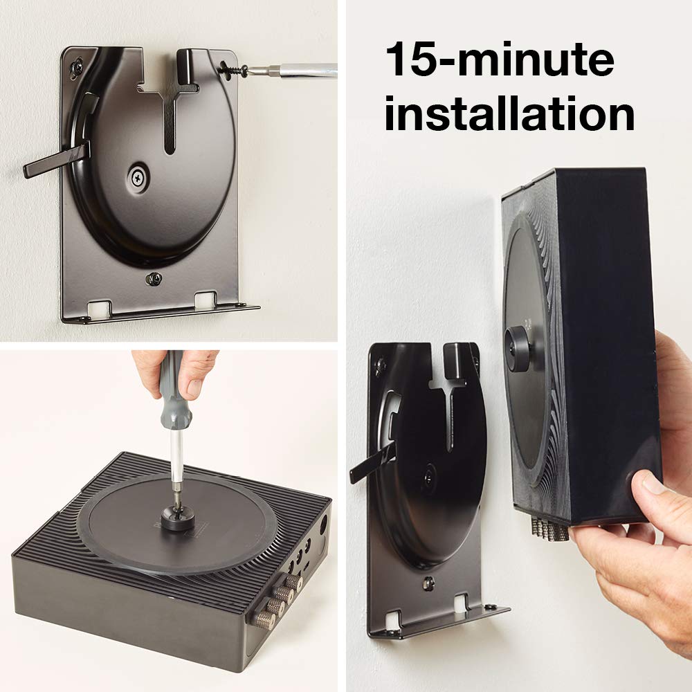 Sanus Wall Mount for Sonos Amp - Slim Black Design with Lockable Latch for Security - Low Profile Bracket Design Mounts in Any Orientation - Built-in Cable Management & Easy 15-Minute Install …