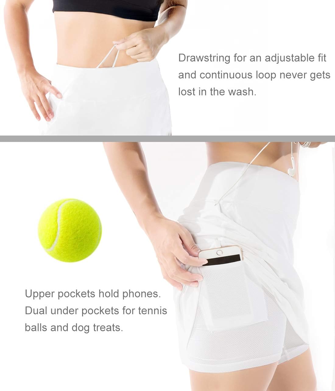 Yogipace Women's UV Protection 17" Long Tennis Running Golf Skort Active Skirt: Clothing