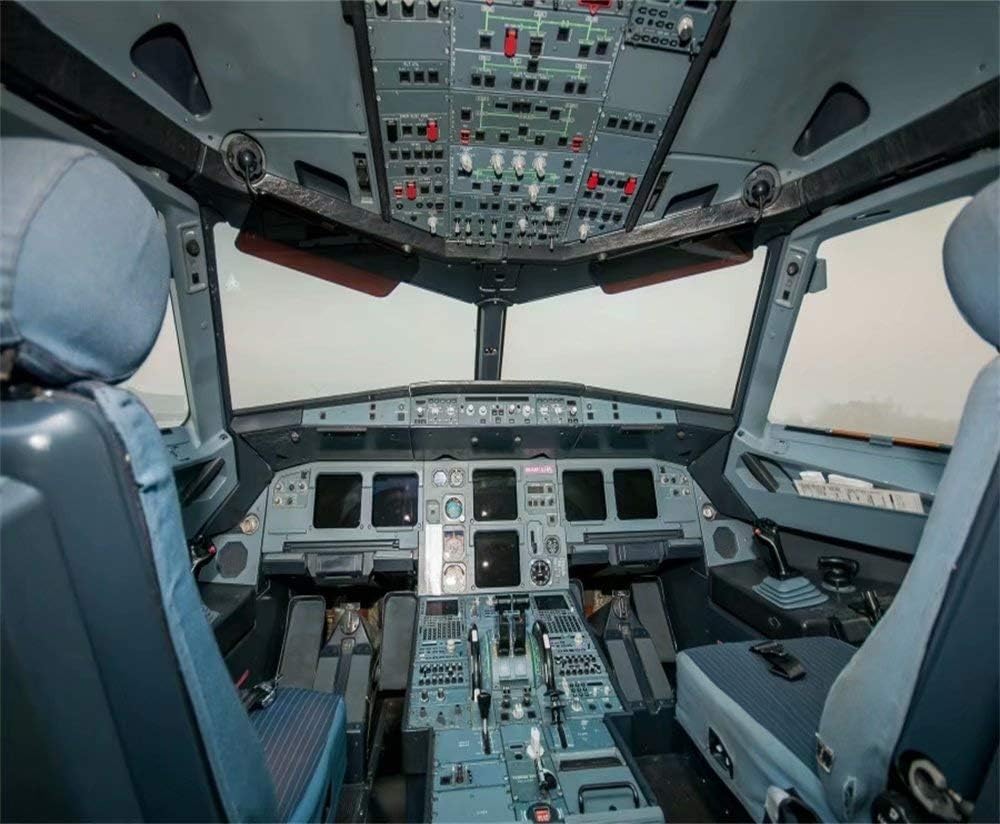 OFILA Aircraft Cockpit Backdrop 10x8ft Control Panel Photos Background Navigation Plane Vehicle Aeroplane Dashboard Deck Equipment Piloting System Photos Boeing Airplane Photo Props