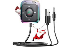 JOYROOM Bluetooth 5.4 AUX Car Adapter[2025 Upgrade] [Stronger Dual Mics& Noise Cancellation] [Multifunction Button& Plug-and-Play] Bluetooth Receiver for Car Music/Hands-Free Calls/Stereo Audio, Black