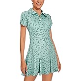LURANEE Athletic Dress for Women Petal Short Sleeve Tennis Dresses with Shorts and Pockets Flowy Golf Outfits