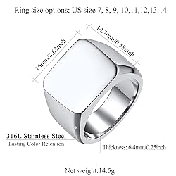 FindChic Square Signet Rings for Men Chunky