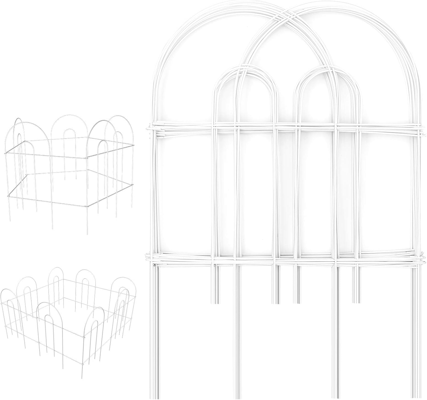 Amagabeli Decorative Garden Fence 18 in x 50 ft Rustproof White Iron Landscape Wire Folding Fencing Ornamental Panel Garden Border Fence Edge Section Edging Patio Flower Bed Fencing Outdoor Fences