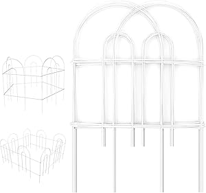 Amagabeli Decorative Garden Fence 18 in x 50 ft Rustproof White Iron Landscape Wire Folding Fencing Ornamental Panel Garden Border Fence Edge Section Edging Patio Flower Bed Fencing Outdoor Fences