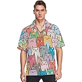 visesunny Mens Button Down Short Sleeve Dress Shirt Novelty Hawaiian Holiday Summer Funny Tops S-XXXL