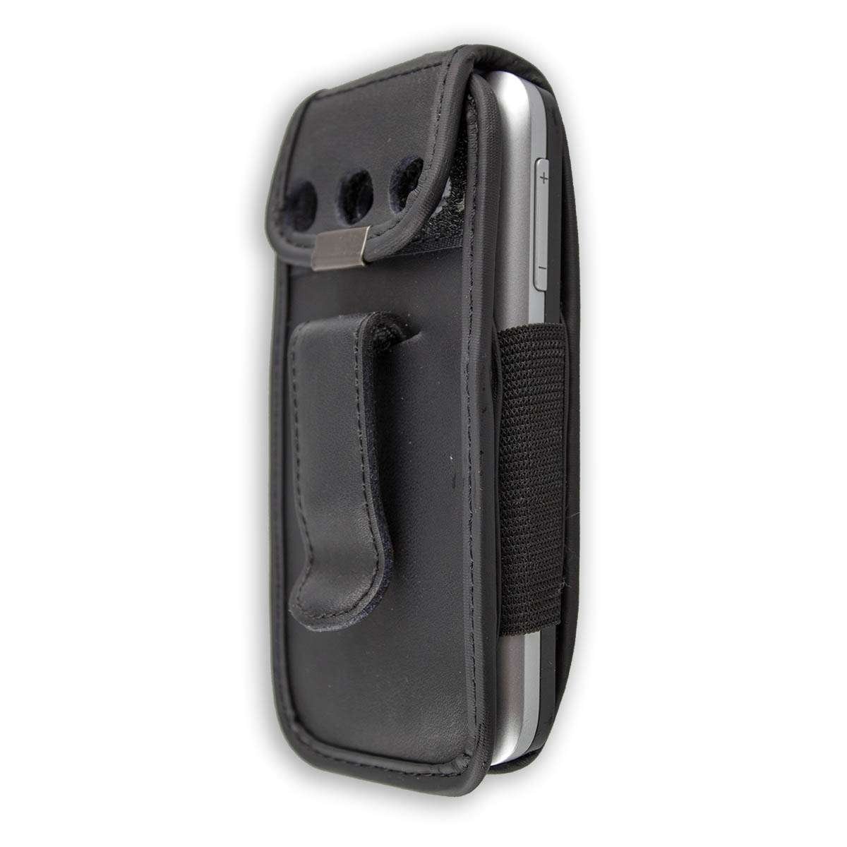 caseroxx Leather-Case with belt clip compatible with Alcatel 2008G made from genuine leather, Pouch with belt clip and viewing window in black