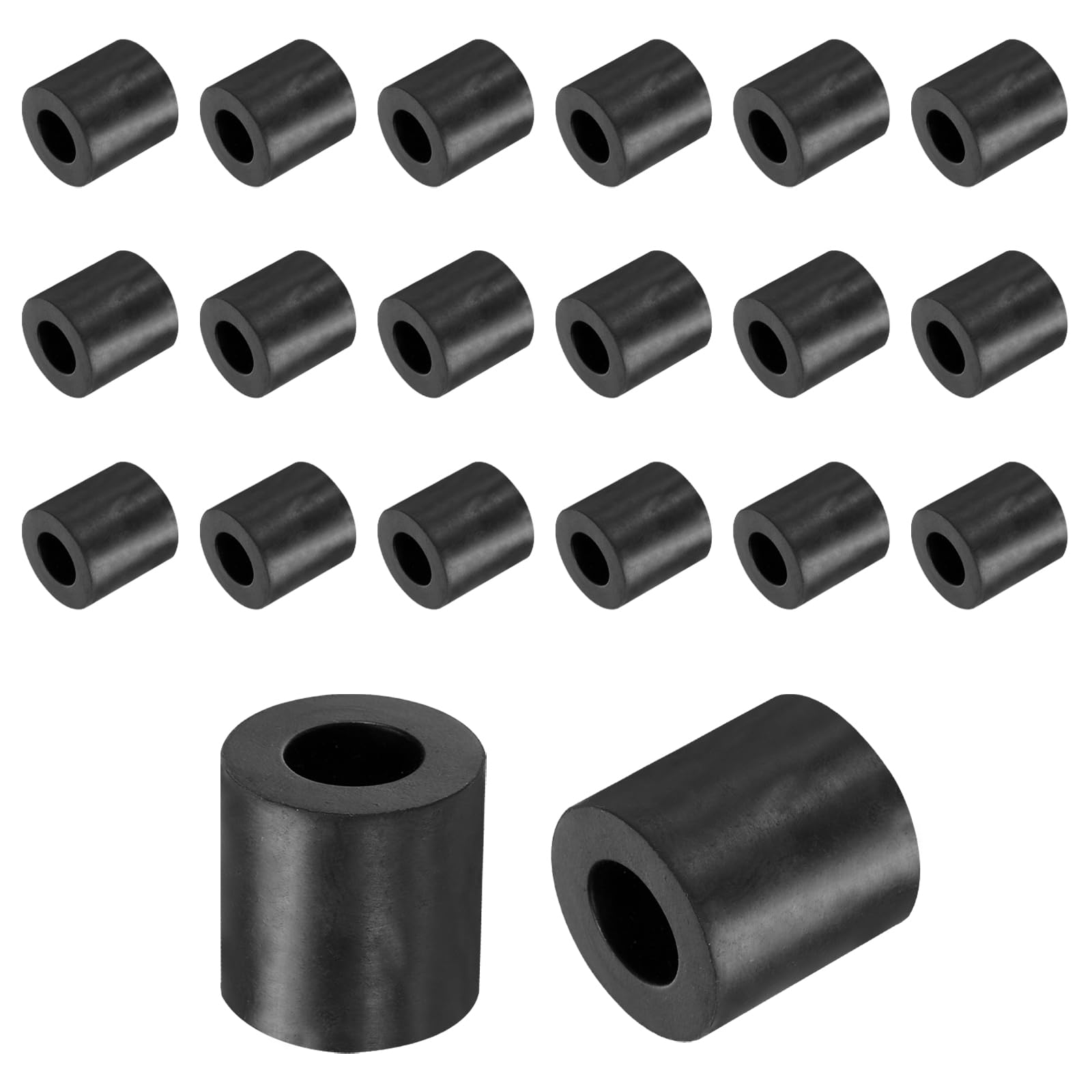Photo 1 of uxcell 20 Pcs Rubber Spacers 20mm OD x 10mm ID x 20mm Height Round Anti Vibration Spacer Rubber Bushing Grommets Thick Rubber Washers