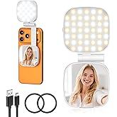 Magnetic Selfie Light for Phone, [Compatible with MagSafe] Diyife 360° Rotatable Clip on Phone Light with Mirror, CRI95, 2500