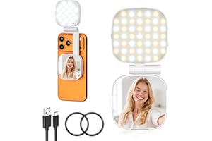 Magnetic Selfie Light for Phone, [Compatible with MagSafe] Diyife 360° Rotatable Clip on Phone Light with Mirror, CRI95, 2500