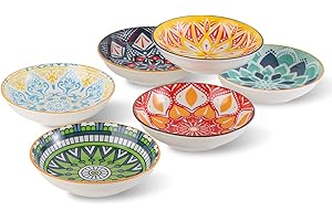 Small Bowls - Ice Cream Dessert Bowl 8.5 oz - Ceramic Bowl Set of 6 - Colorful Shallow Bowl for Side Dish | Snack | Appetizer