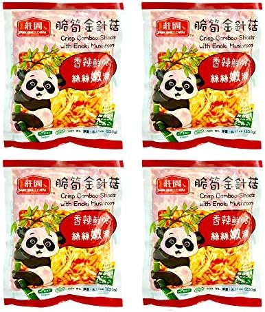 Gourmet Farm Preserved Crispy Bamboo Shoots 8.11 oz (Pack of 4) (w/ Enoki mushroom)