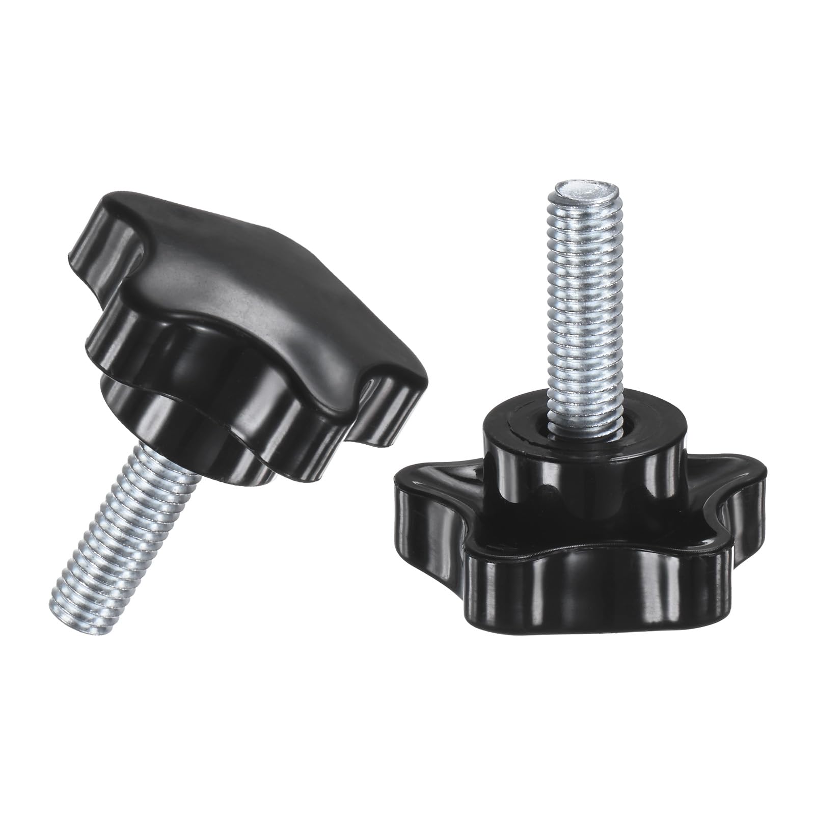 M METERXITY 2-Pack Star Clamping Knobs, M8x25mm Male Thread Hand Tightening Screw for Machinery/Electronic/Furniture/Umbrella Base, Machine Handle Replacement [39mm, Black]