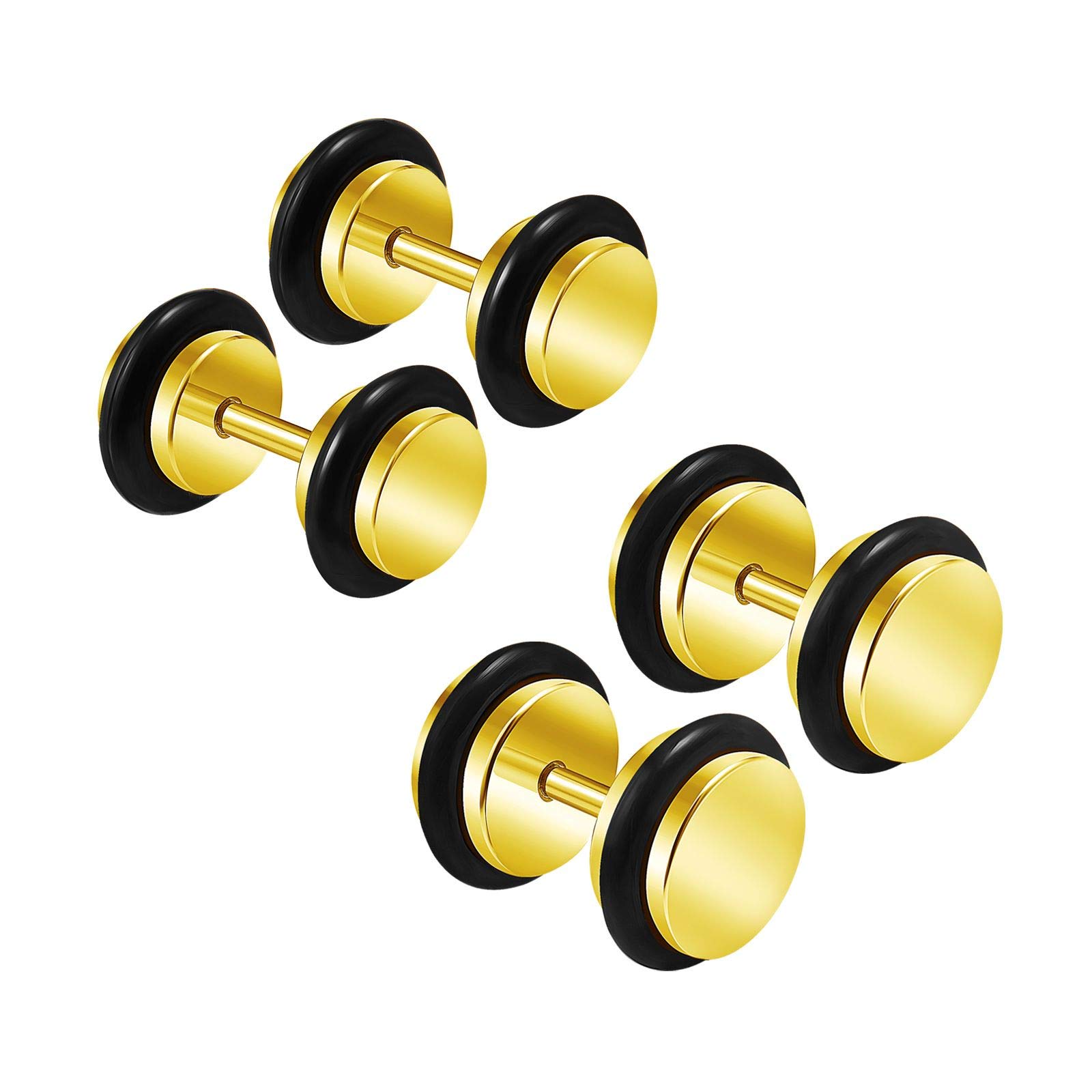 BanaVega Set of 4 Black Ear Plugs, Metal, Stainless Steel, Steel