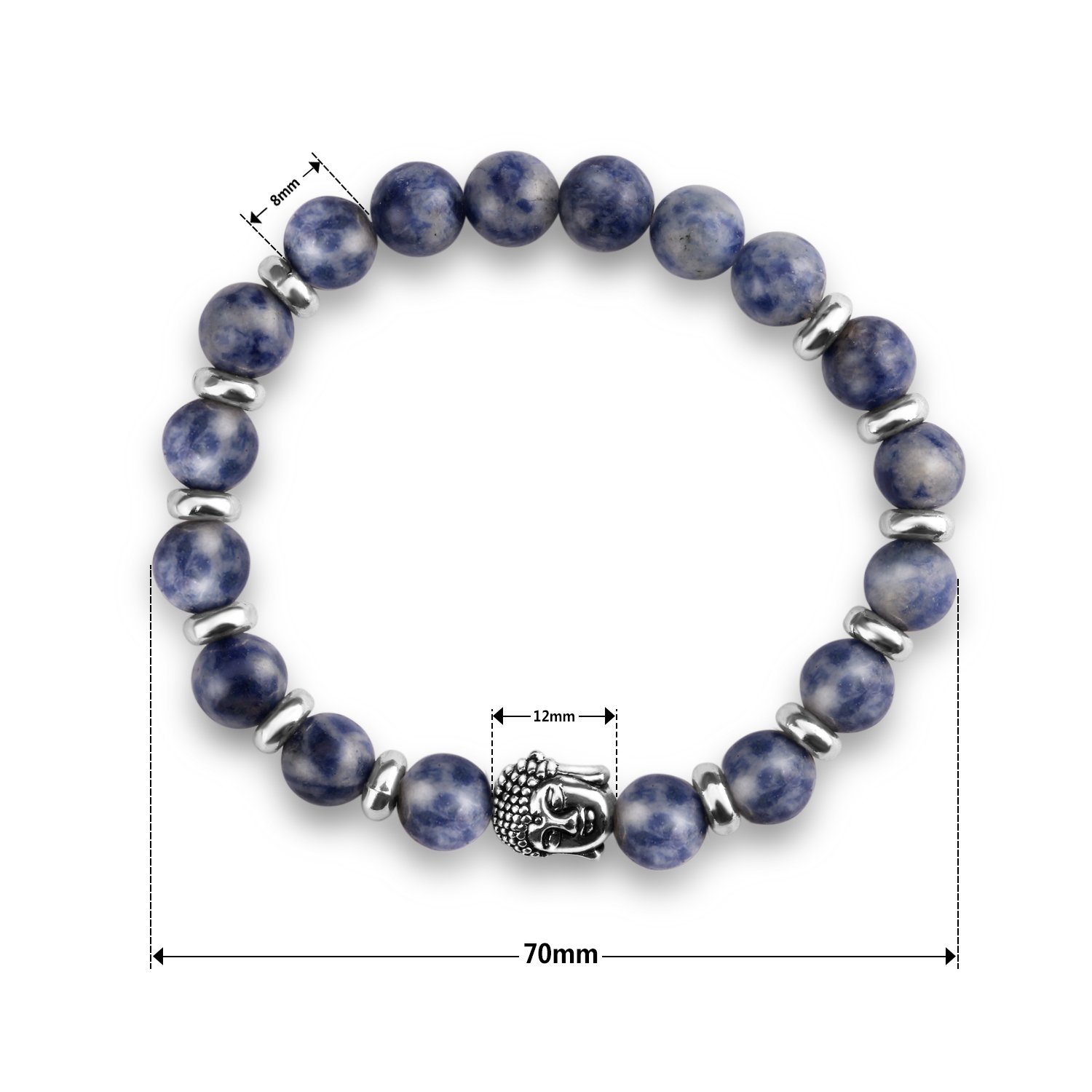 Bead Bracelets,UHIBROS Unisex Natural Tiger Eyes, Black Matte, Weathering Agate Beads Stretch Bracelets With Leopard Head Gold,Silver (Beads Sliver)