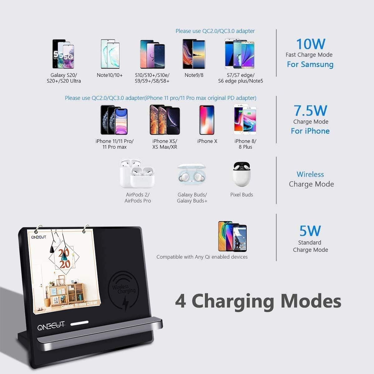 Samsung Wireless Charger, 3 in 1 Charging Station 15w for Galaxy Watch 5 Pro/4 Classic/3/Active 2 - Image 3