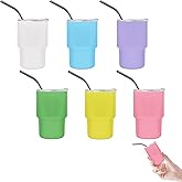 JUSONEY 3oz Mini Tumbler Shot Glass with Straw and Lid,Sublimation Shot Glasses Tumblers Set Stainless Steel Double Wall Vacuum Insulated Shot Glass for Party Wedding BarCocktail Coffee