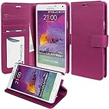 Note 4 Case, Abacus24-7 Galaxy Note 4 Wallet Case [Book Fold] Leather Note 4 Cover [Flip Cover] with Foldable Stand, Pockets for ID, Credit Cards - Purple Flip Case for Samsung Note 4