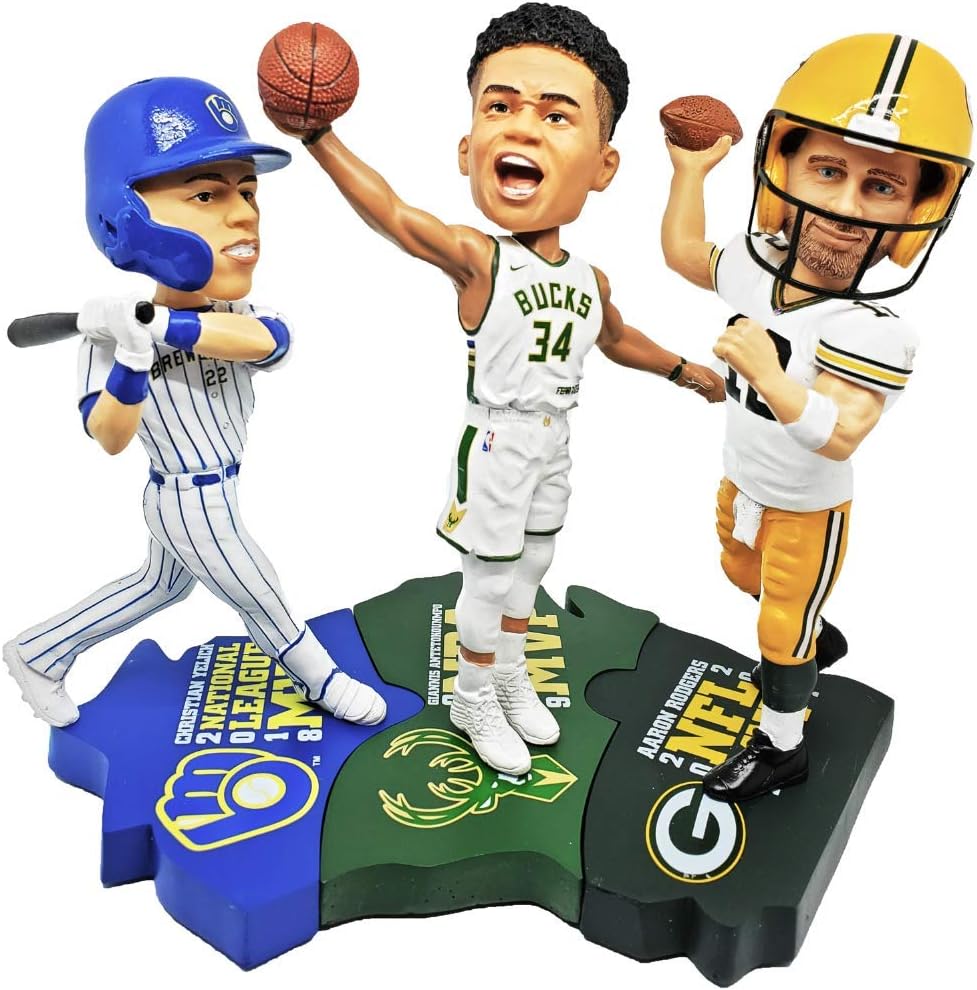 Amazon Com Foco Giannis Antetokounmpo Christian Yelich And Aaron Rodgers Wisconsin Triple Mvp Bobblehead Puzzle Set Milwaukee Bucks Milwaukee Brewers Green Bay Packers Numbered To Only 1 500 Sports Outdoors