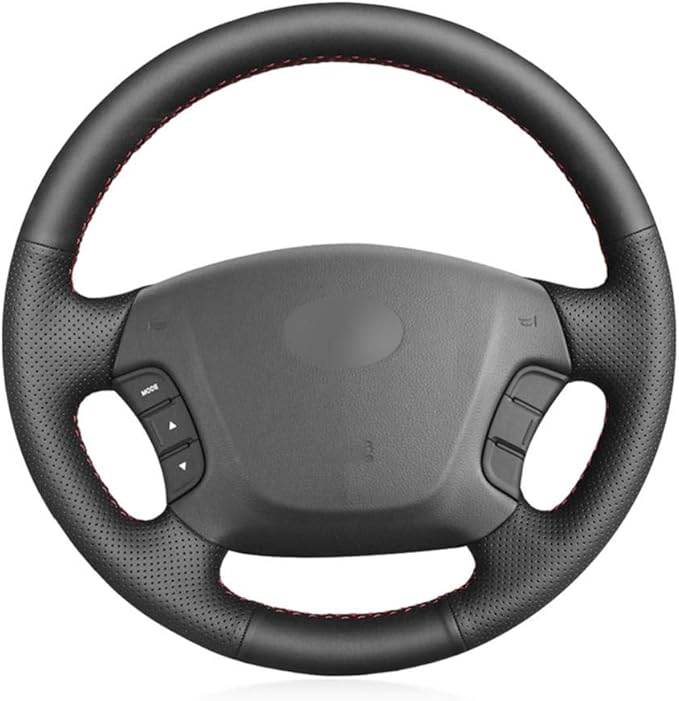 LYSHUI Black Leather Hand Sew Wrap Car Steering Wheel Cover,For Hyundai