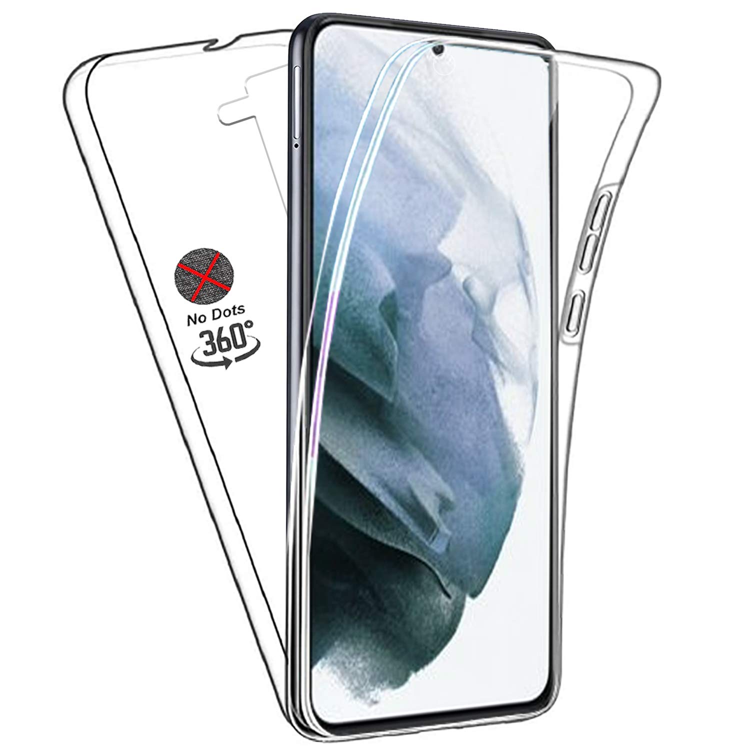 DN-Technology Clear Case for Samsung Galaxy S21 6.2" 360° Full Protection Front & Back Phone Case Silicone Cover Transparent