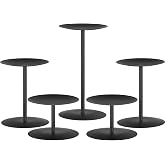 Smtyle Halloween Black Candle Holders for Pillar Candles Set of 5 | Five Reversible Stands for Wide Tiered Displays, Matte-Black Gothic Structure for Mantels, Sideboards & Haunted-House Decor