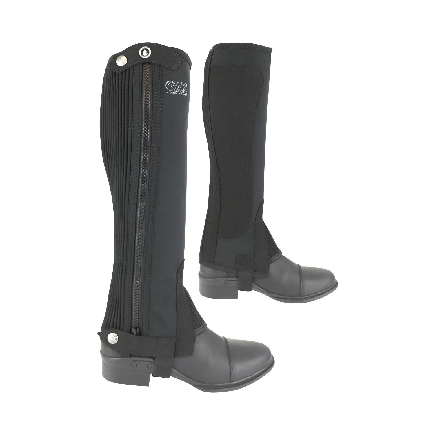 AK New Washable Windproof Unisex Winter Pro Equestrian Half Chaps – Durable Horse Riding Leg Protection for Men & Women, Breathable & Adjustable Fit AKRS-2147 (Black, L)