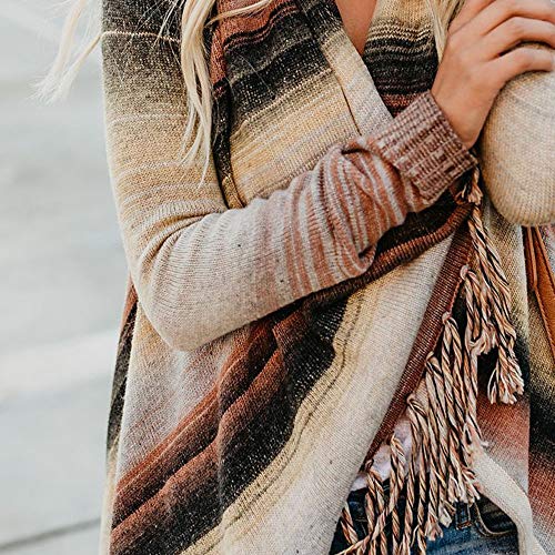 image for XOWRTE Women Blouse Tassel Patchwork Gradient Fringe Cardigan Tops Swe