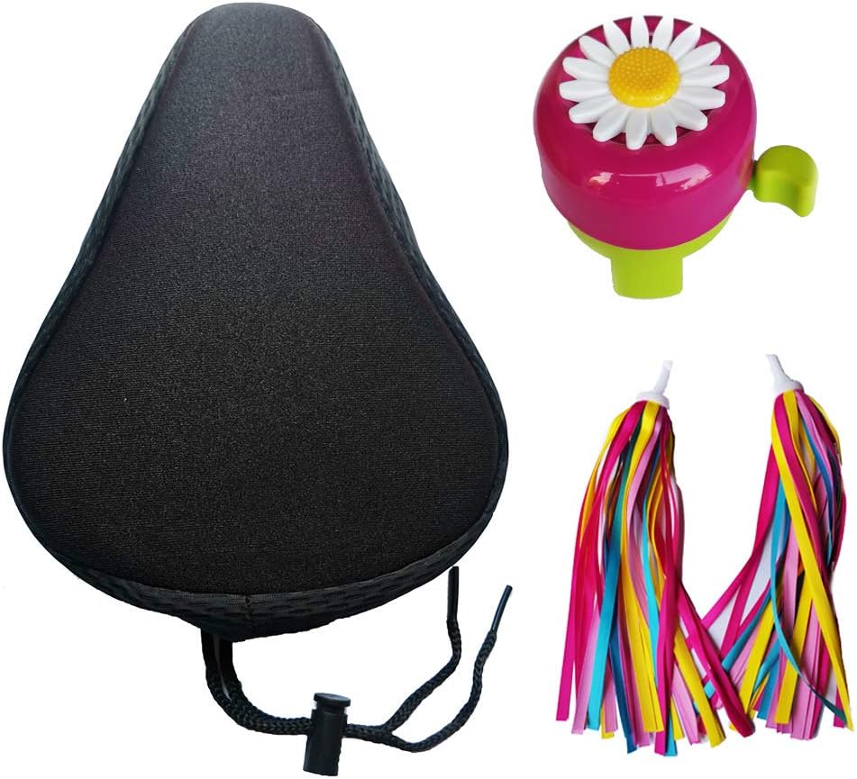 Hoobbii Bike Accessories for Kids, Contain Child Bike Gel Seat Cushion、Kids Bike Bell and Kids Bike Streamers，Suitable for Children's Bicycles seat up to 8.5x6.5 inches(Black) : Sports & Outdoors