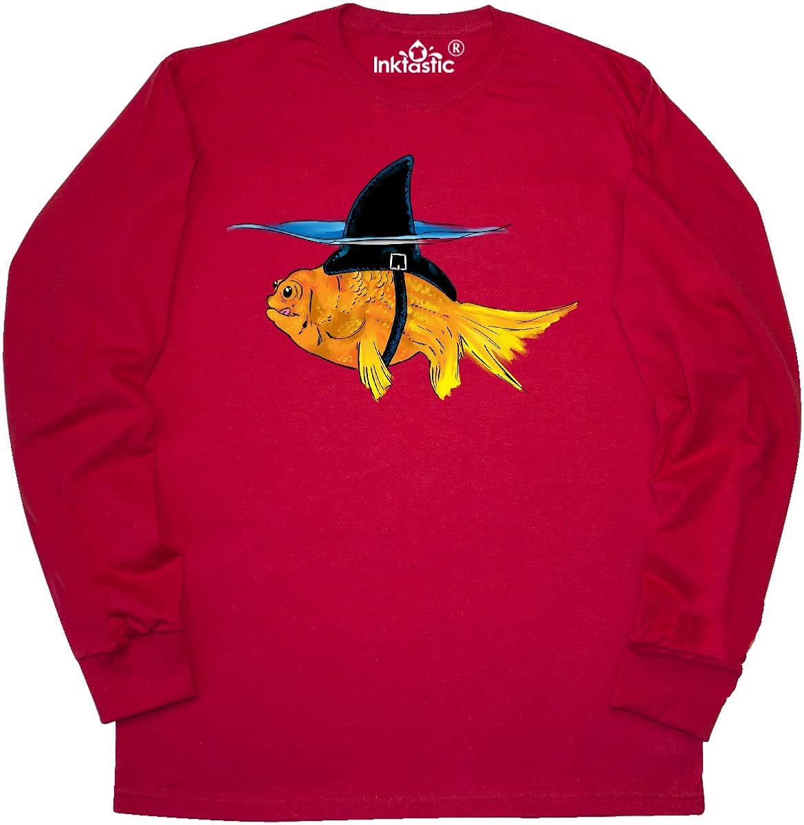 inktastic Funny Goldfish with Shark Fin Long Sleeve T-Shirt
