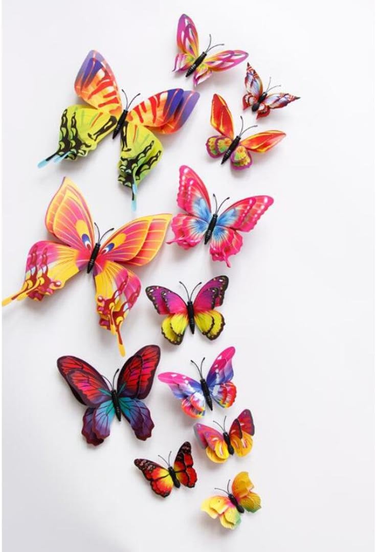 Wall Stickers,GOODCULLER 12x 3D Butterfly Wall Sticker Fridge Magnet Room Decor Decal Applique Background Decorated Decal Home Decor